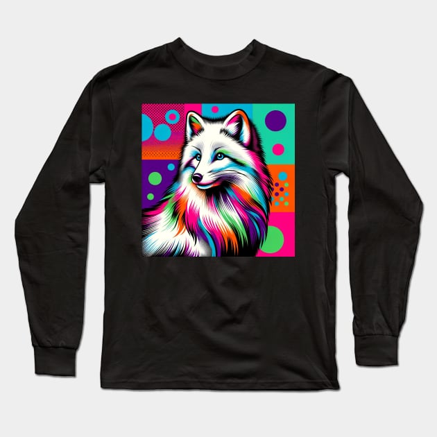 Arctic Fox Pop Art - Cool & Trendy Wildlife Long Sleeve T-Shirt by PawPopArt